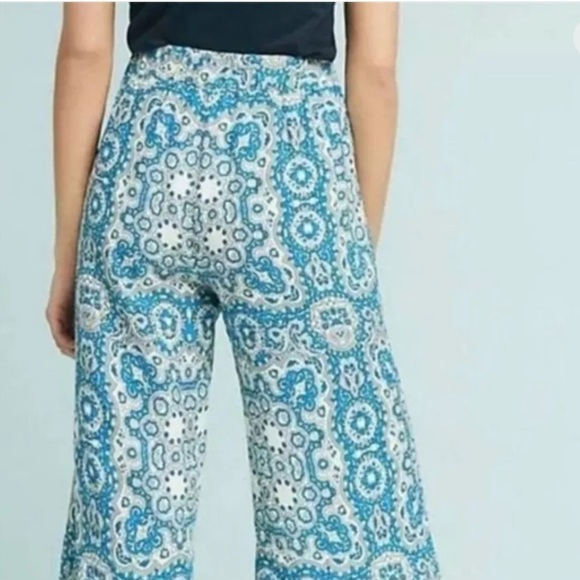 Anthropologie | Feather Bone Talese Wide Leg Pant in Teal and White Size 6 - Picture 5 of 10